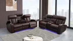 Leather Lounge featuring Leatherette backing with 5 Electric Recliners