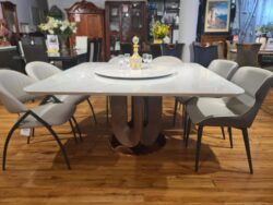 330 SQUARE MARBLE DINING TABLE WITH LAZY SUSAN