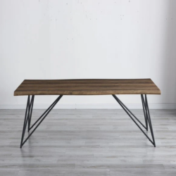 HE Carrington Solid Timber Top with Metal Base Dining Table