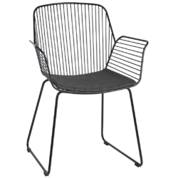 SH Angel Metal Armchair with Seat Cushion – Black