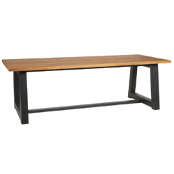 SH Catherine Aluminium Base Timber Top Outdoor Dining Table – Black