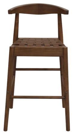 CT Elliot Genuine Leather Seat Timber Base Barstool