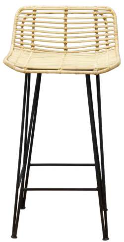 CT RTA Rattan with Black Metal Leg Barstool