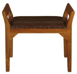 CT Boston Solid Timber Bench with Genuine Leather Seat