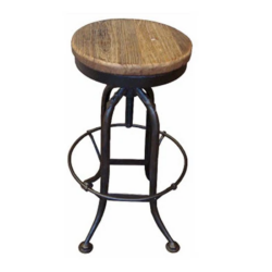 MF Industrial Iron Solid Timber Top Metal Leg Bar Stool