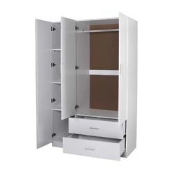HE Randwick 3 Door 2 Drawer Wardrobe with Mirror and Hanging Rail