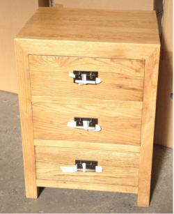 MF Solid Oak Timber 3 Drawer Bedside Table