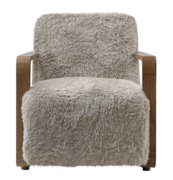 CR Carey Solid Timber Faux Sheepskin Upholstered Armchair