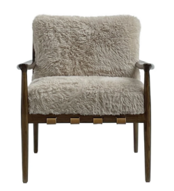 CR Alaska Solid Timber Faux Sheepskin Upholstered Armchair