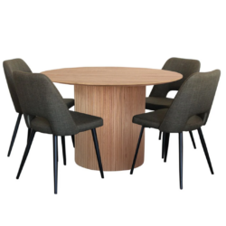 BT Miami 120cm Diameter Timber Round Dining Table with 4 Zara Chair Set