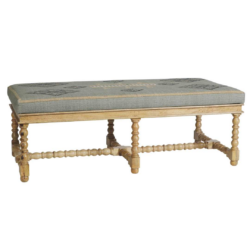 SH Nobbin Timber Frame Fabric Upholstered Seat Ottoman – Ocean