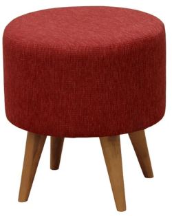 CT Manhattan Fabric Upholstered Round Ottoman with Timber Legs