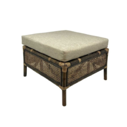 CR Havana Fabric Seat Rattan Ottoman