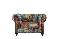 BT Chesterfield Fabric Upholstered Arm Chair Patchwork