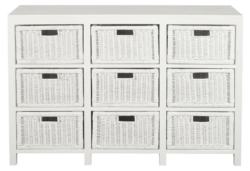 CT Hamptons Solid Timber Frame Rattan 9 Drawer Chest of Drawers