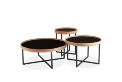 VI Note MDF Top Metal Base 3 Coffee Table Set