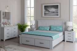 VI Florida Mountain Ash Timber Bed, Dresser, Mirror & Bedsides Kit