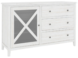 VI Clifton Solid Timber 5 Drawer 1 Glass Door Dressing Table