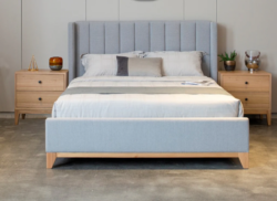 VI Colmar Fabric Upholstered Vertical Winged Bed Frame
