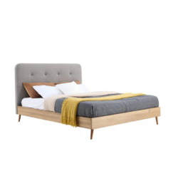 VI Jazz Fabric Upholstered Bedhead Timber Frame Queen Bed