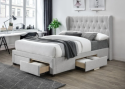 VI Chanelle Fabric Uphostered 4 Drawer Bed