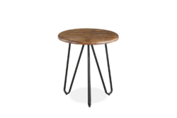 VI Library Rustic Look Metal Leg Round Side Table