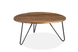 VI Library Timber Veneer Top Metal Base Round Coffee Table