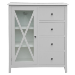 VI Hamilton Solid Timber 4 Drawer 1 Glass Door Tallboy