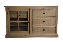 VI Provincial Solid Timber 5 Drawer 1 Glass Door Dressing Table