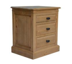 VI Provincial Solid Timber 3 Drawer Bedside Table