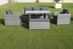 VI Mansard Wicker Weaving 7 Seater Outdoor Lounge Set