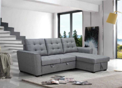 VI Ashgrove Fabric Upholstered 2 Seater Sofabed with Chaise Lounge
