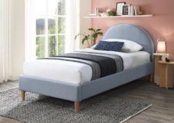 VI Alix Fabric Upholstered Timber Leg Bed