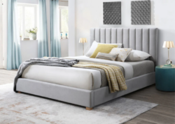 VI Marcus Fabric Upholstered Timber Leg Bed