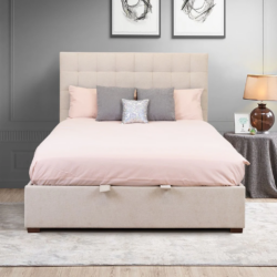 VI Stitch Fabric Upholstered Gas Lift Storage Bed