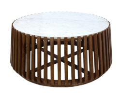 VI Agnes Timber Base Marble Top Round Coffee Table