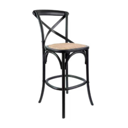 VI Cafe Timber Framed Rattan Seat Bar Stool