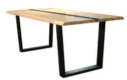 VI Dorian Solid Timber Top with Metal Base Dining Table