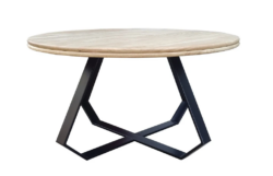 VI Juniper Solid Timber Top Metal Base Round Coffee Table
