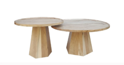 VI Lane Solid Timber 2 Piece Round Coffee Table Set