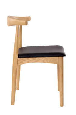 VI Leif Elbow PU Leather Seat Timber Leg Dining Chair