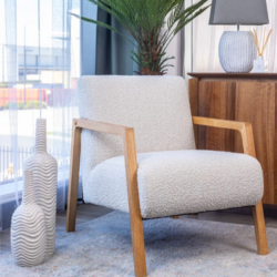 VI Mason Fabric Upholstered Timber Legs Armchair