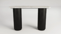 VI Nile Marble Top Timber Leg Console Table