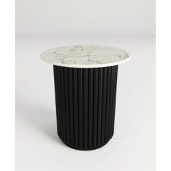 VI Nile Timber Base Marble Top Round Side Table