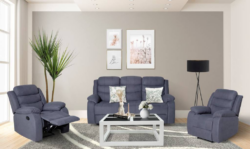 VI Apollo 3 Seater Fabric Recliner Lounge with 2 Single Recliners