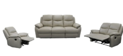 VI Sussex Leather Upholstered 3 + 2 + 1 Seater Recliner Lounge Set