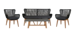 VI Marrakesh Solid Timber 4 Piece Outdoor Armchair and Coffee Table Set