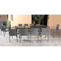 VI Baska Aluminium Outdoor Extendable Dining Table & 10 Chair Set