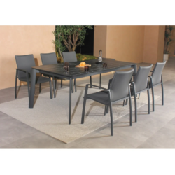 VI Baska Aluminium Outdoor Extendable Dining Table & 6 Chair Set