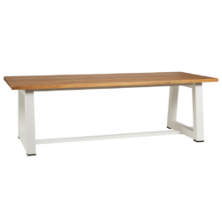SH Catherine Aluminium Base Timber Top Outdoor Dining Table – White